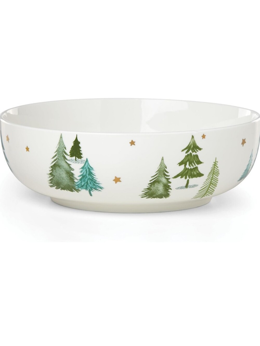 Lenox White Serving Bowl with Green Tree and Gold Star Motif